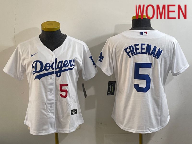 Women Los Angeles Dodgers #5 Freeman White Game 2024 Nike MLB Jersey style 11202->women mlb jersey->Women Jersey